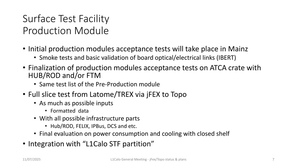 surface test facility production module