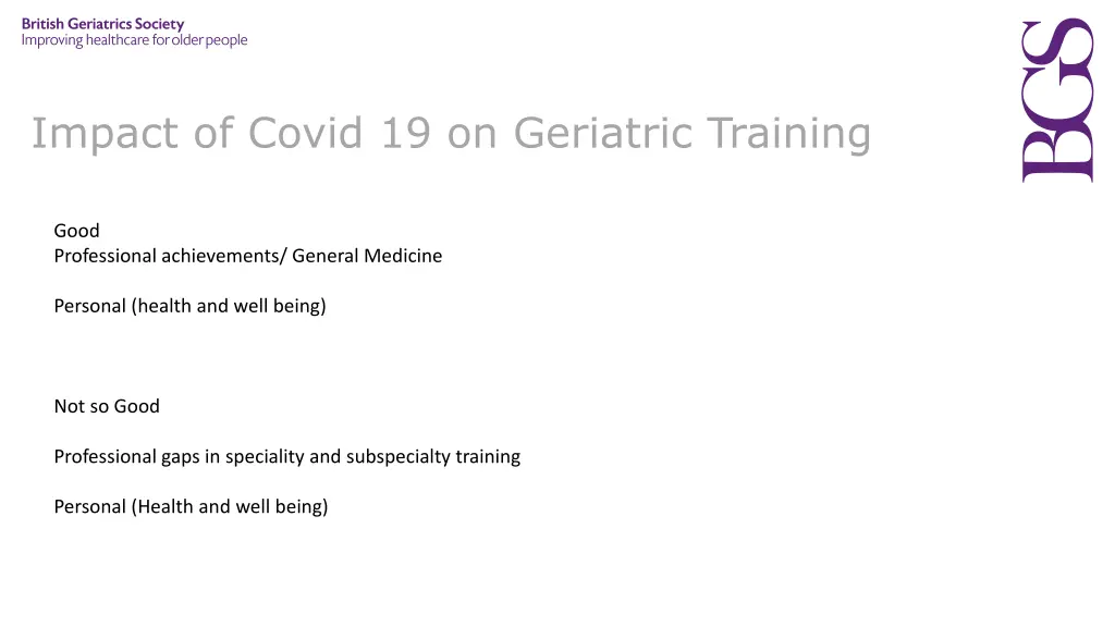 impact of covid 19 on geriatric training