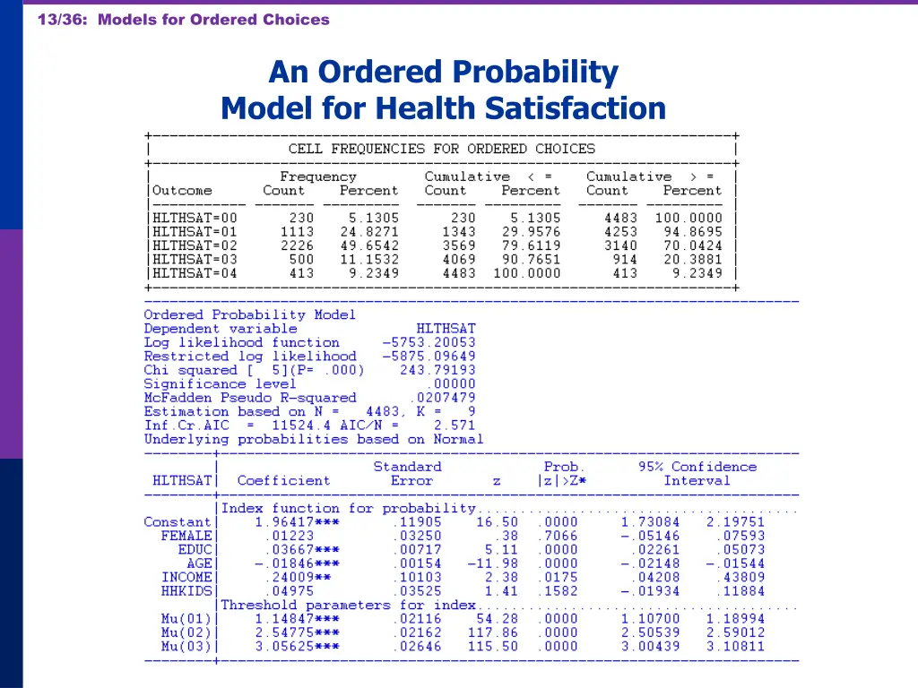 13 36 models for ordered choices