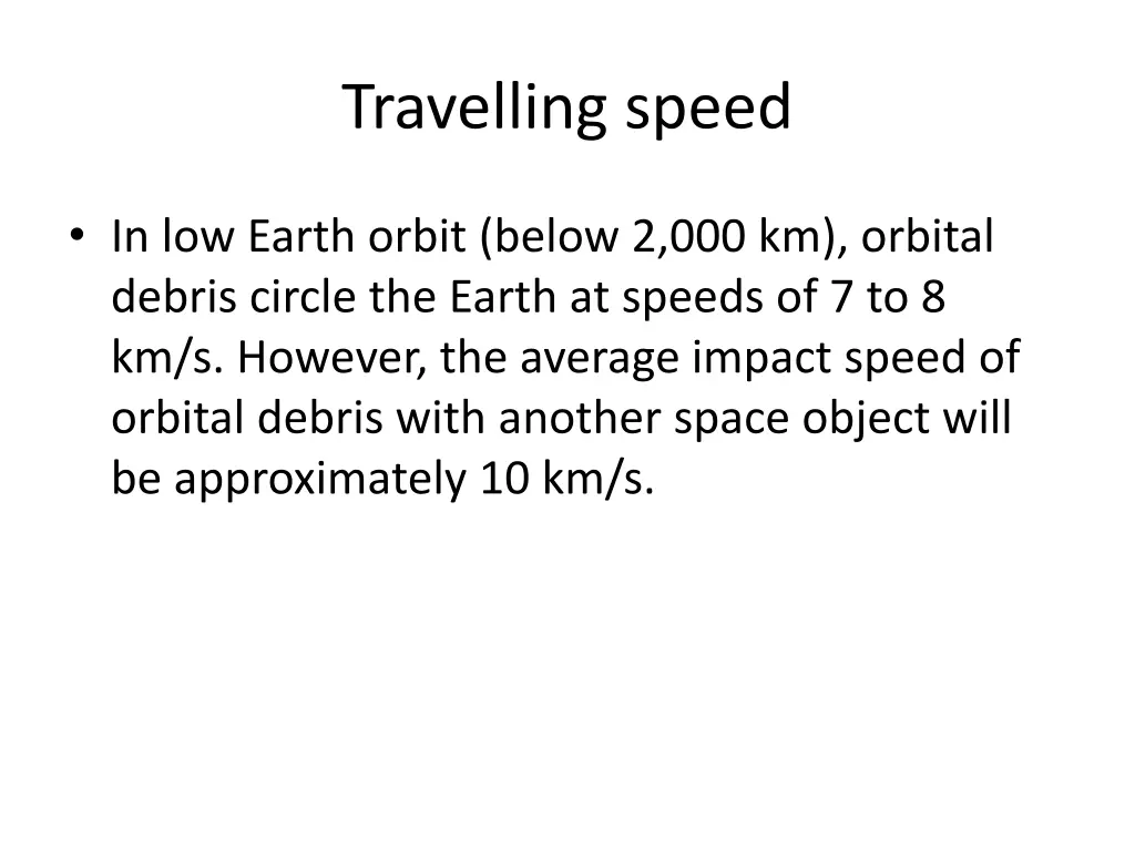 travelling speed