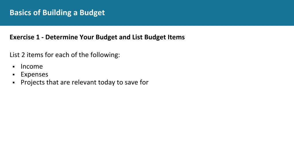 basics of building a budget