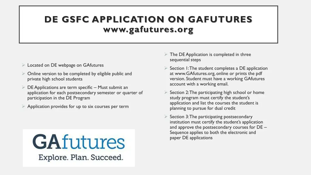 de gsfc application on gafutures www gafutures org