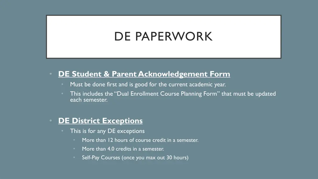 de paperwork