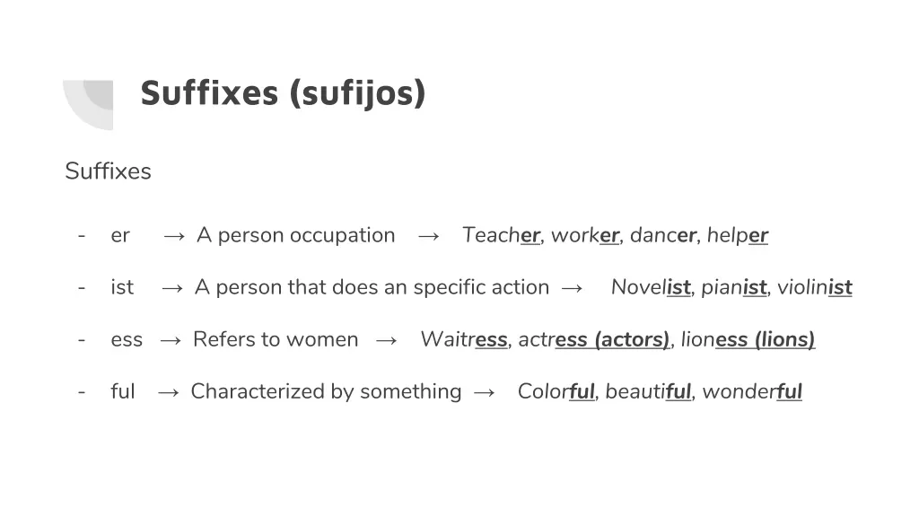 suffixes sufijos 2