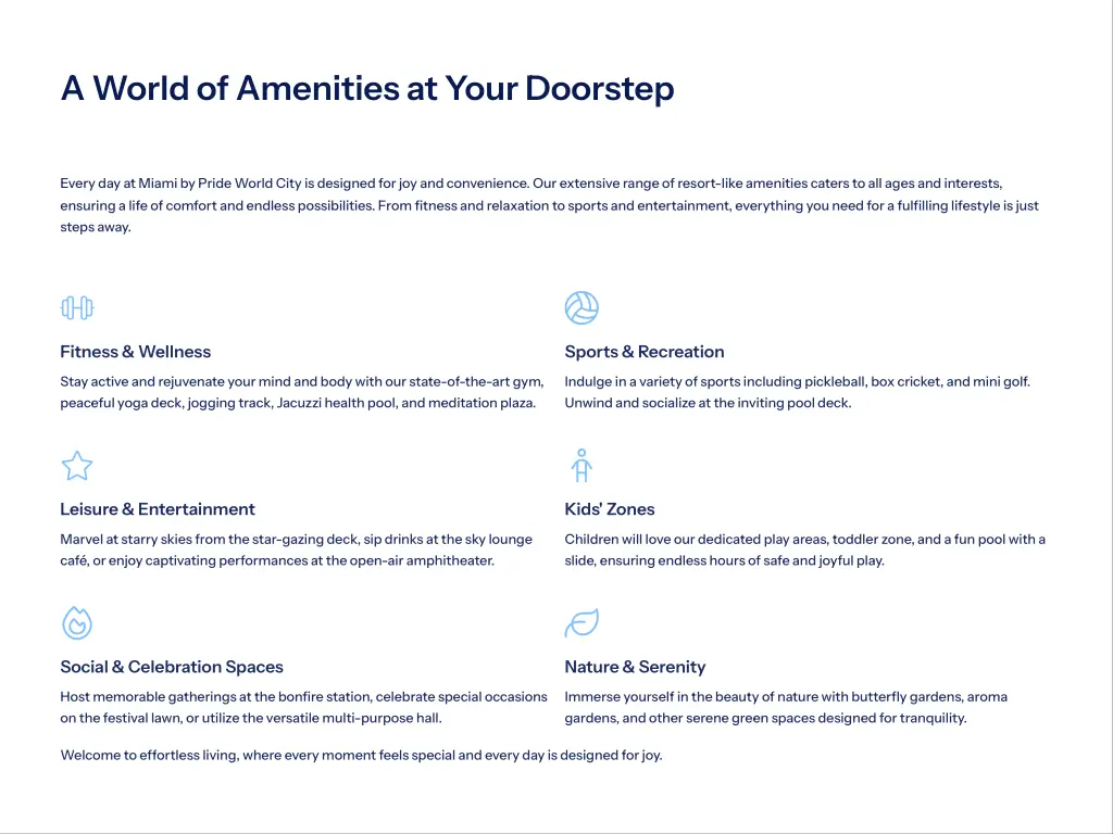 a world of amenities at your doorstep