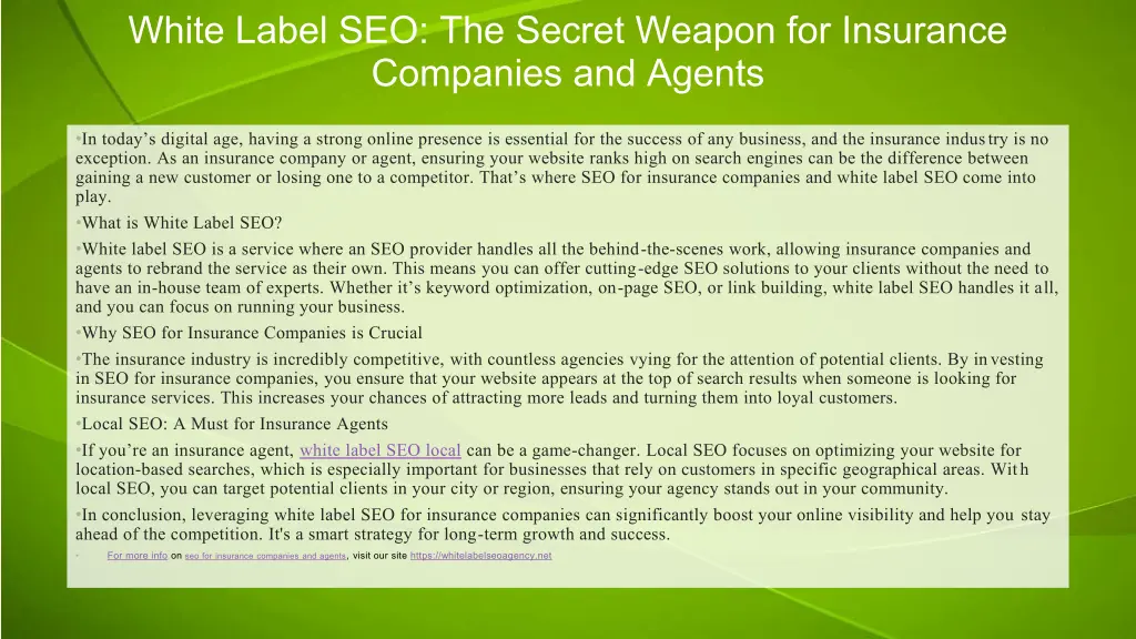 white label seo the secret weapon for insurance