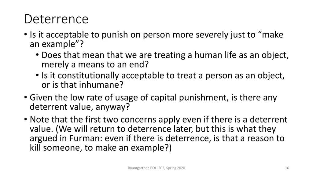 deterrence is it acceptable to punish on person