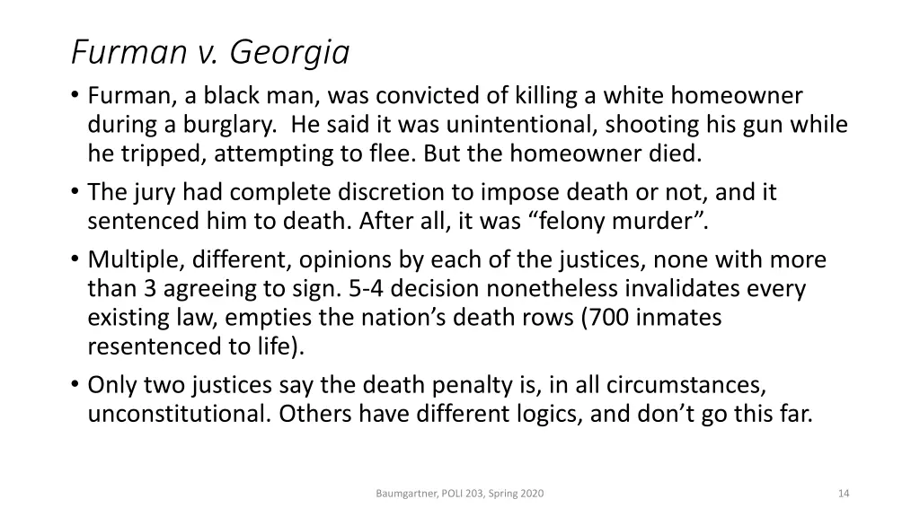 furman v georgia furman a black man was convicted