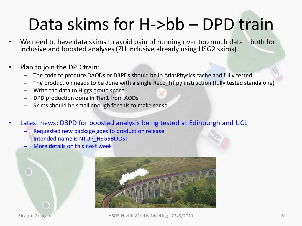 data skims for h bb dpd train
