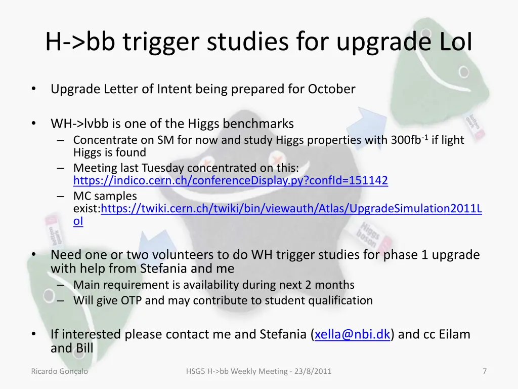 h bb trigger studies for upgrade loi