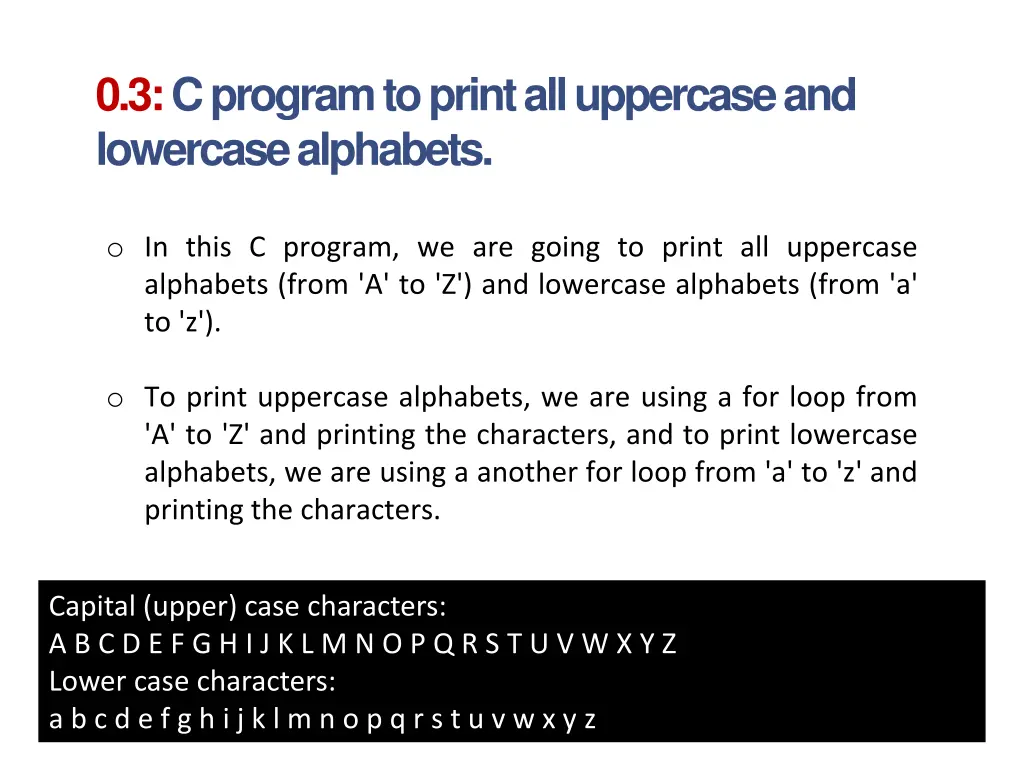 0 3 c program to print all uppercase