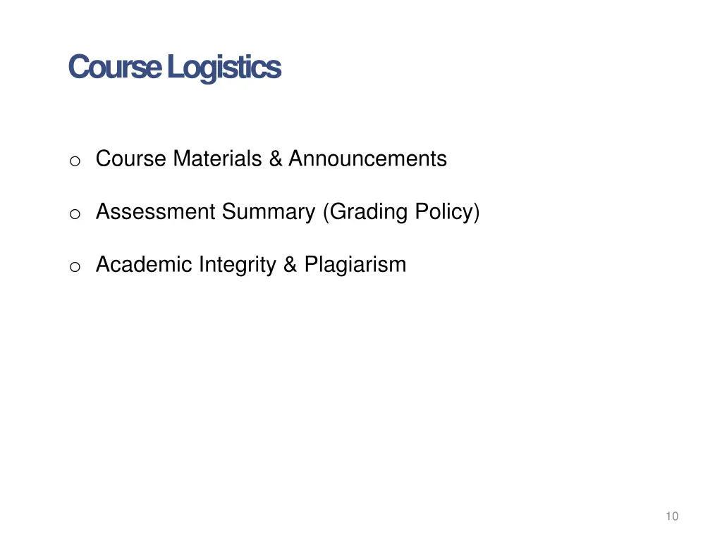 course logistics 1