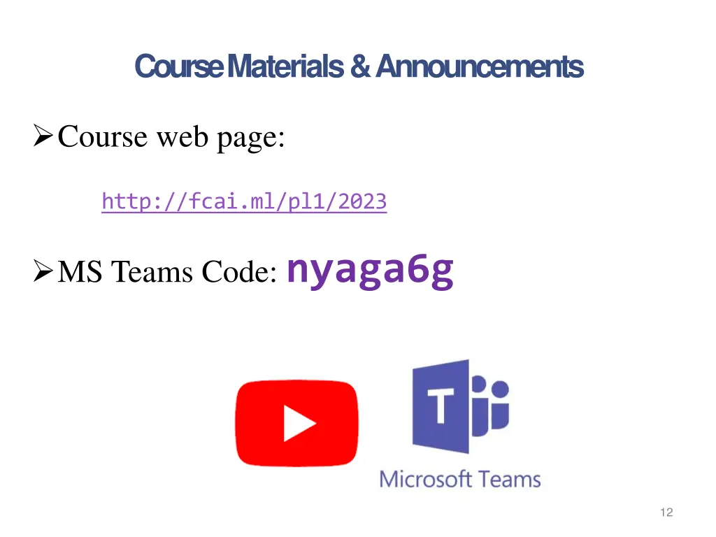 course materials announcements