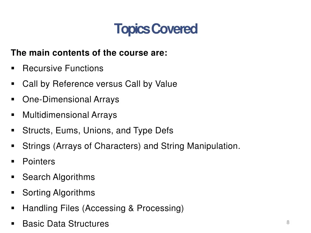 topics covered