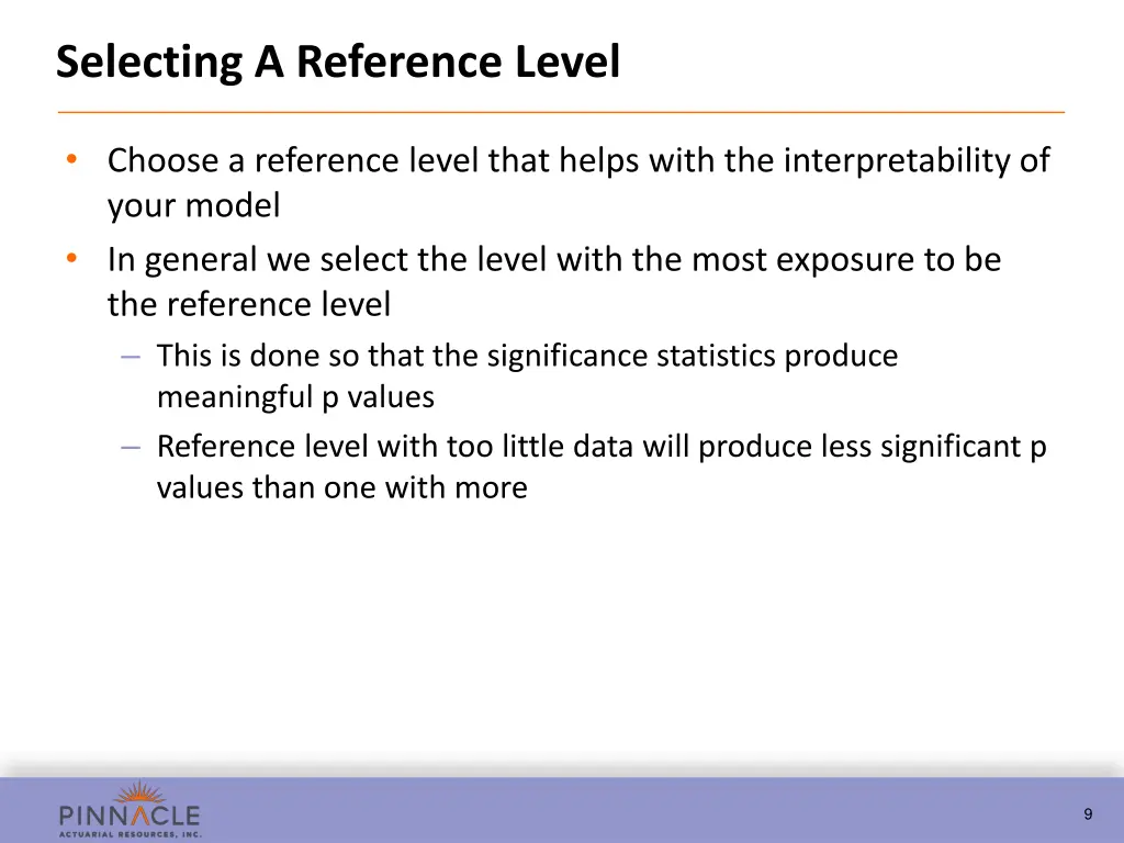 selecting a reference level