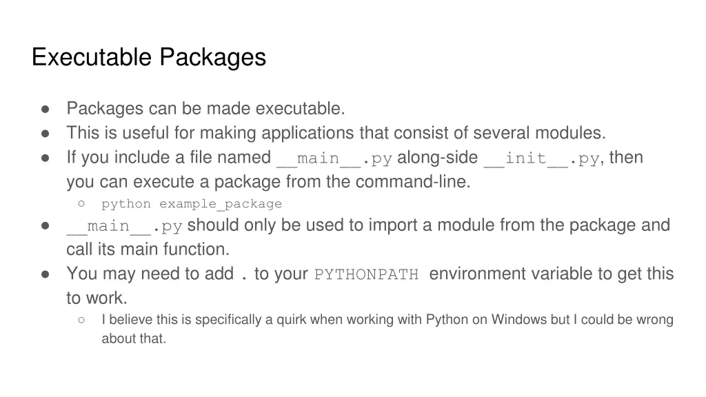 executable packages