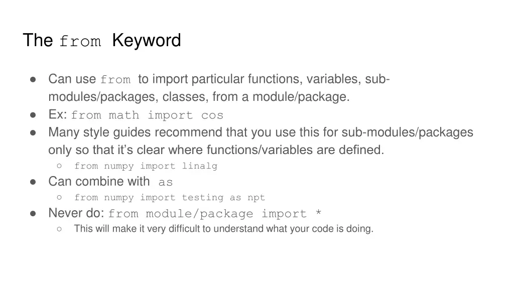 the from keyword
