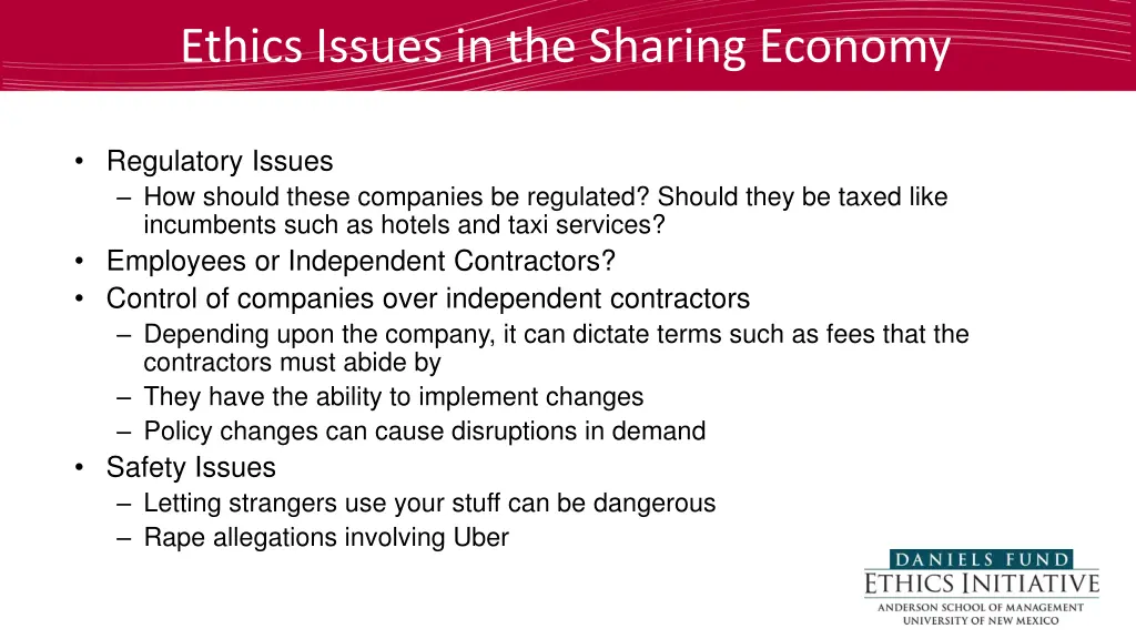 ethics issues in the sharing economy