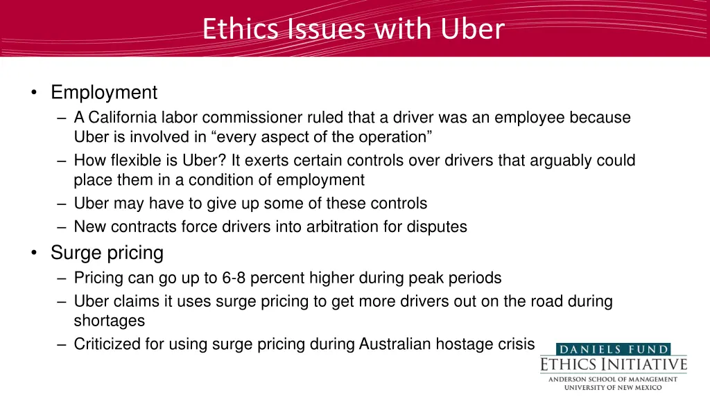 ethics issues with uber