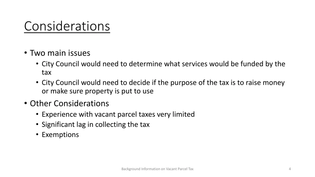 considerations
