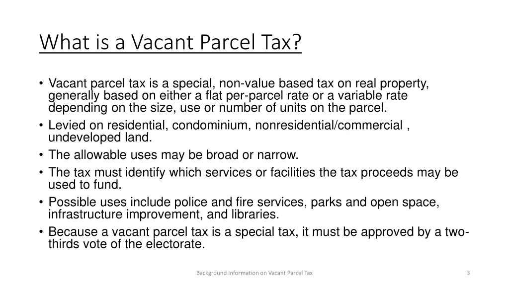 what is a vacant parcel tax