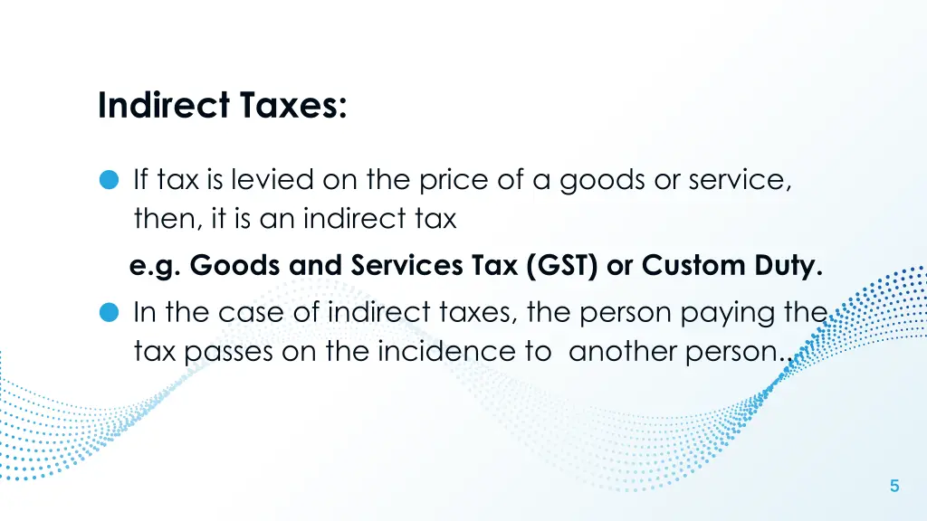 indirect taxes