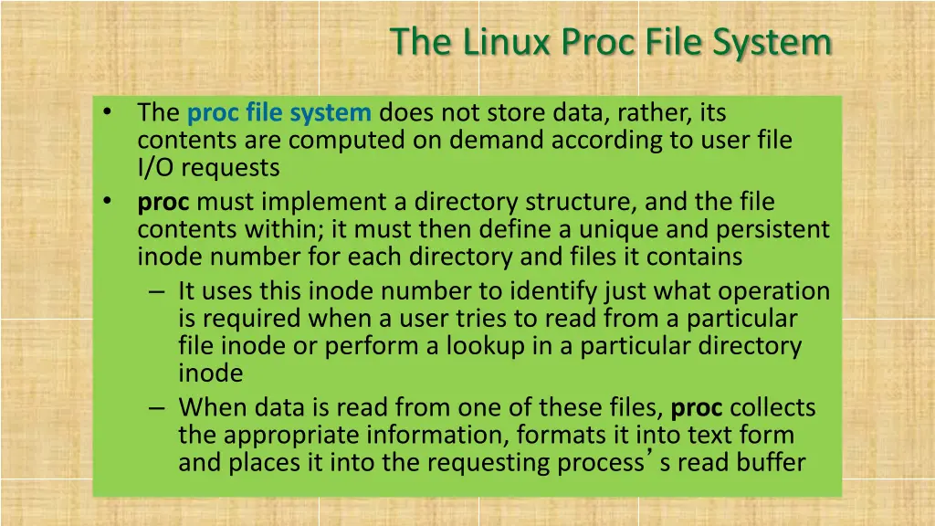 the linux proc file system