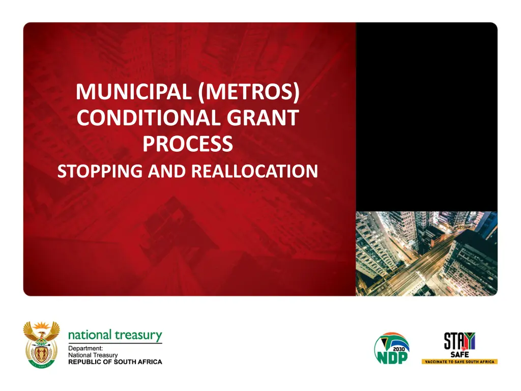 municipal metros conditional grant process