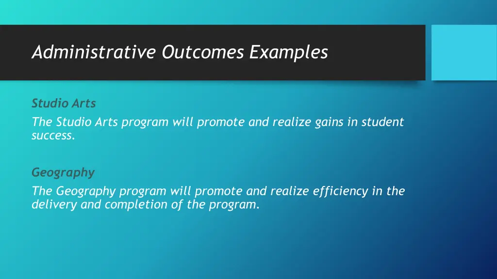 administrative outcomes examples