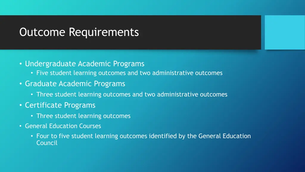 outcome requirements