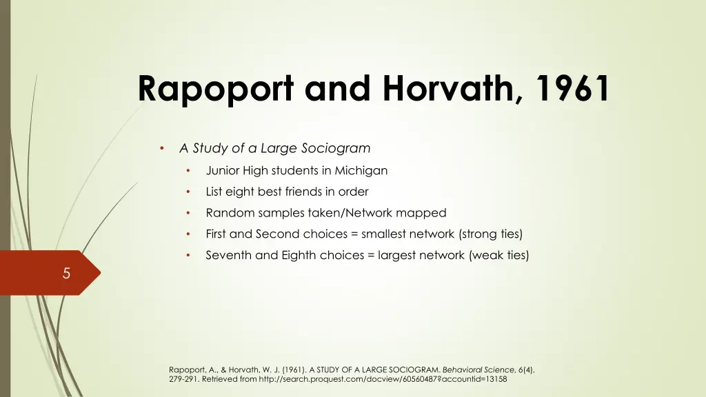 rapoport and horvath 1961
