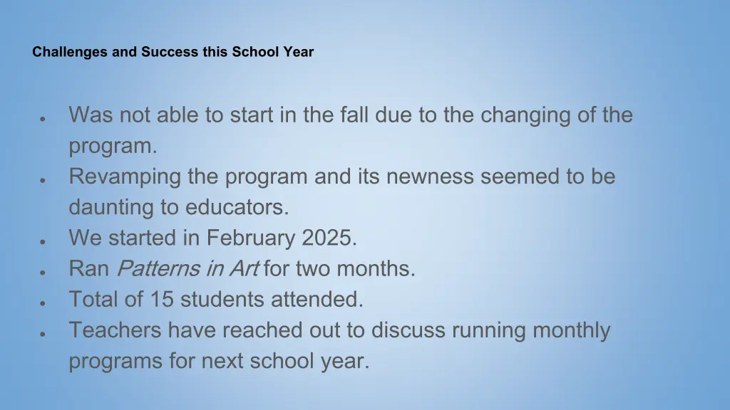 challenges and success this school year