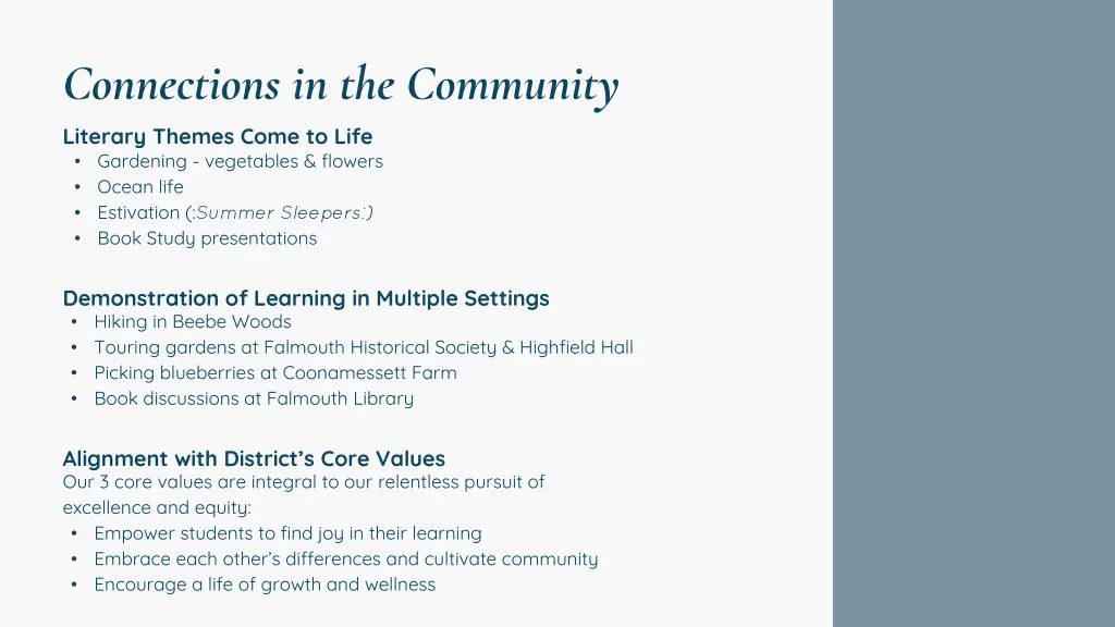 connections in the community literary themes come