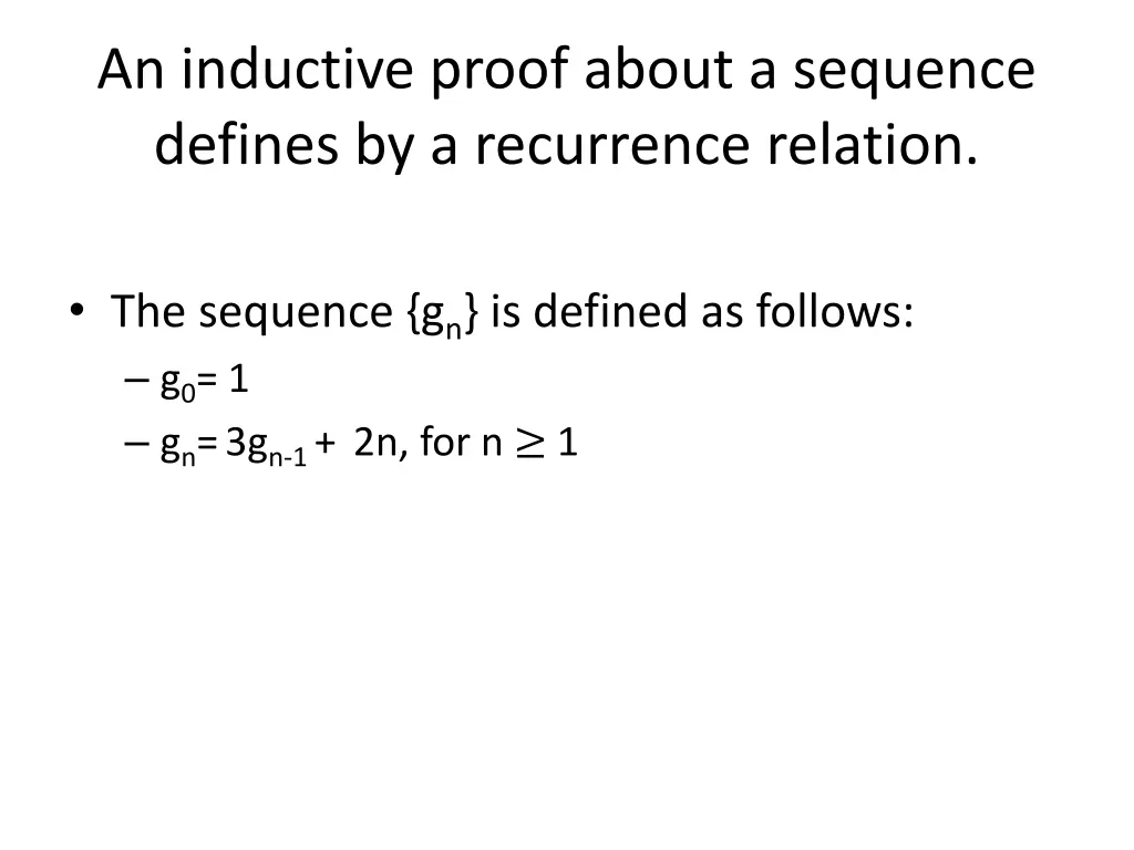 an inductive proof about a sequence defines