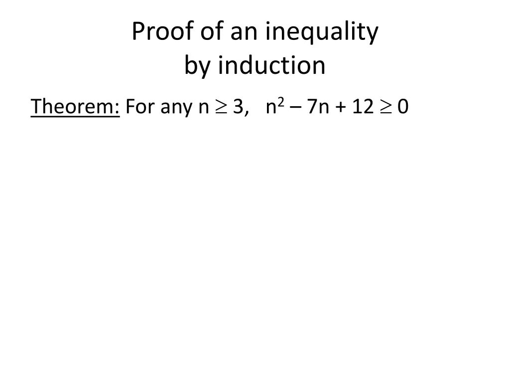 proof of an inequality by induction theorem 1
