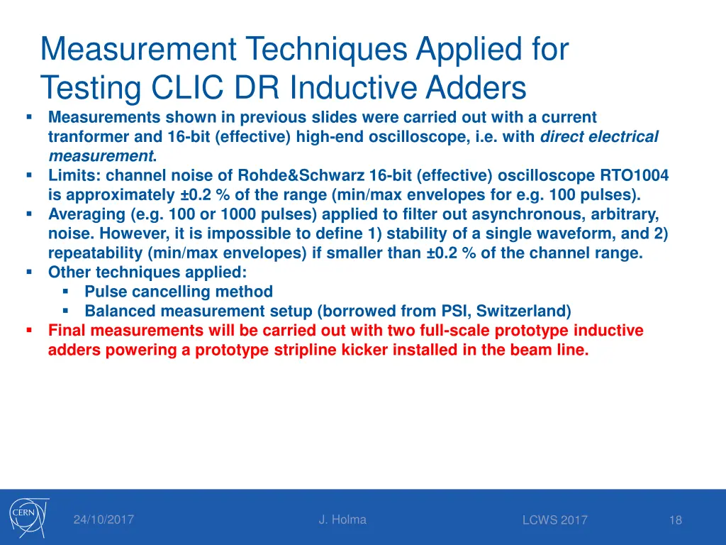 measurement techniques applied for testing clic