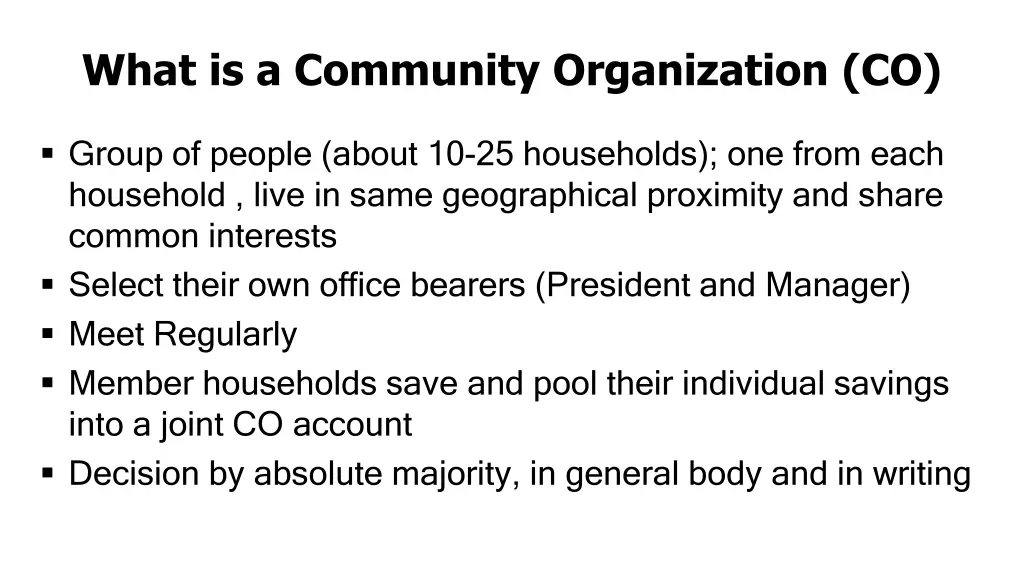what is a community organization co
