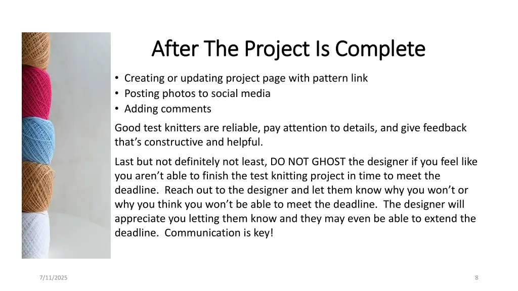after the project is complete after the project