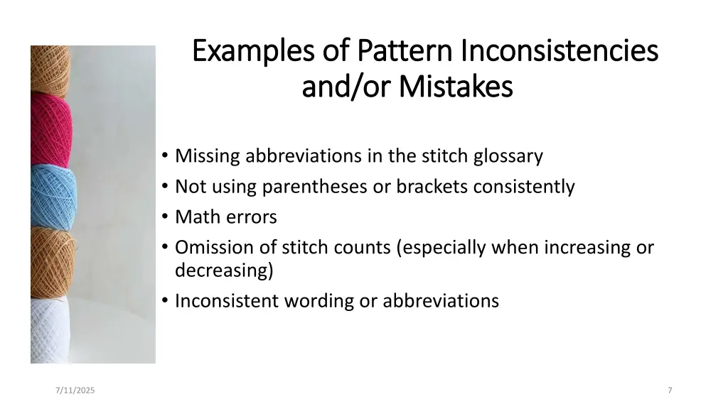 examples of pattern inconsistencies examples