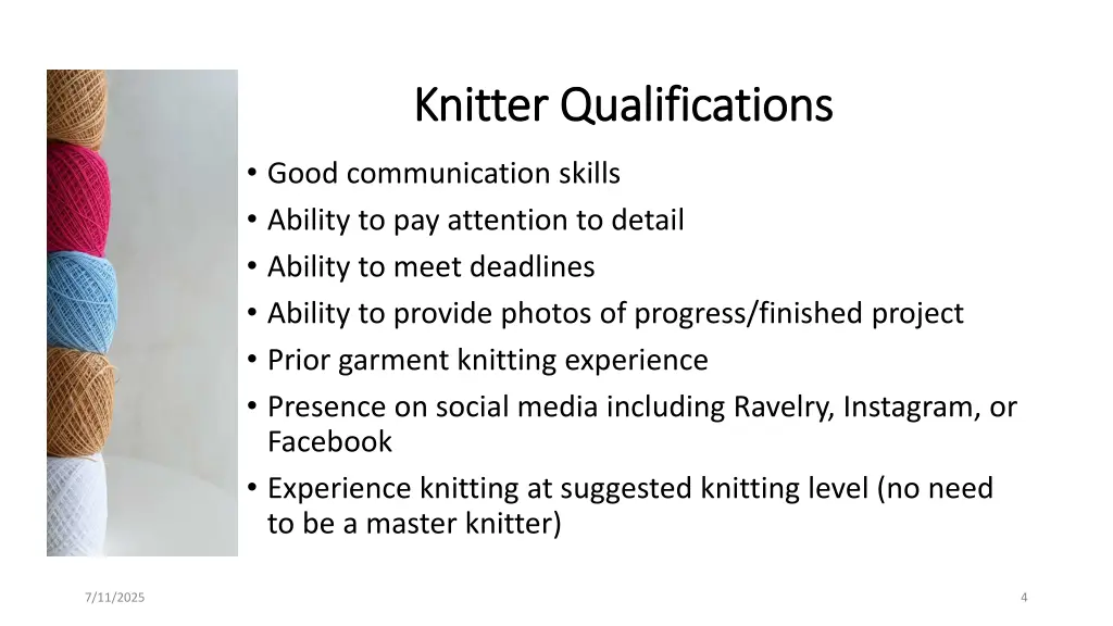 knitter qualifications knitter qualifications
