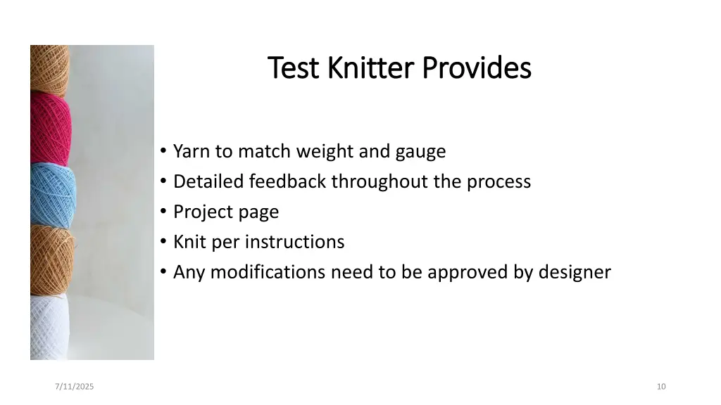 test knitter provides test knitter provides