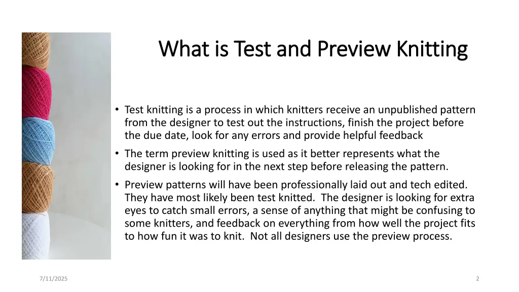 what is test and preview knitting what is test