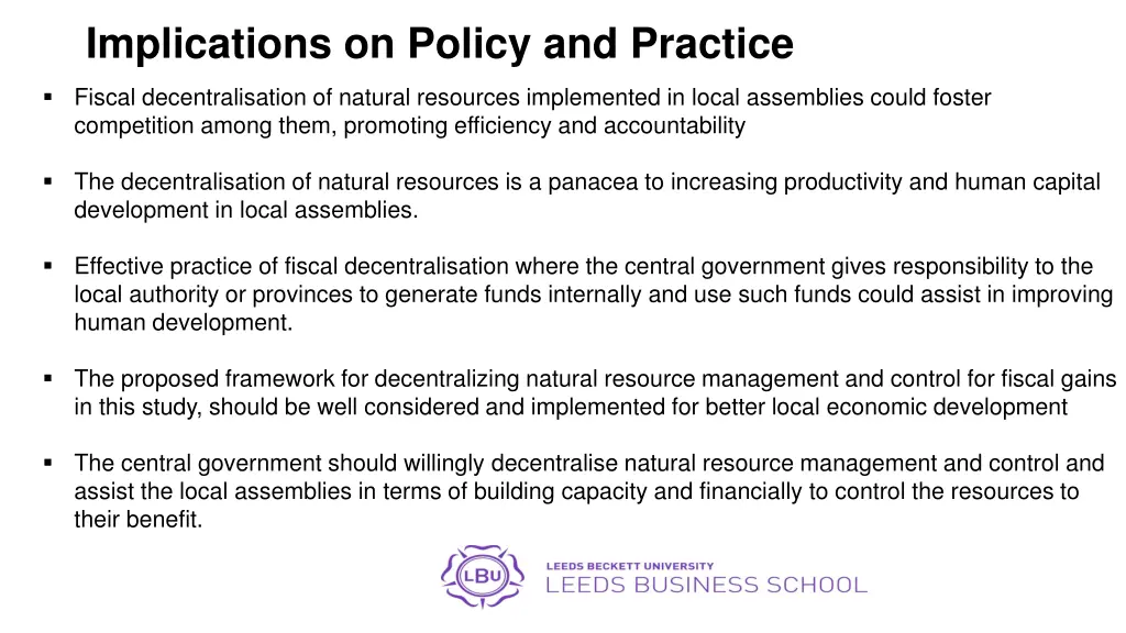 implications on policy and practice