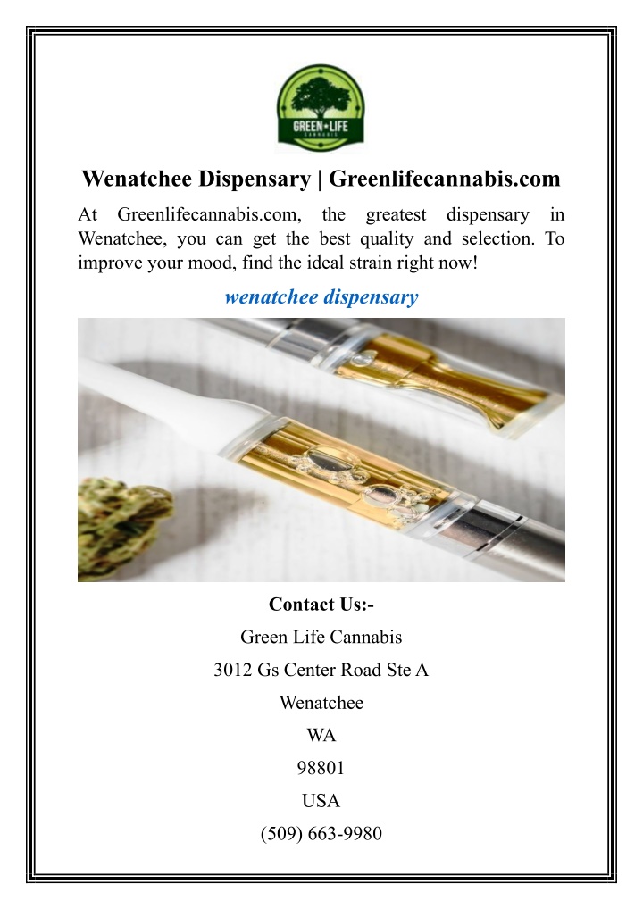 wenatchee dispensary greenlifecannabis com