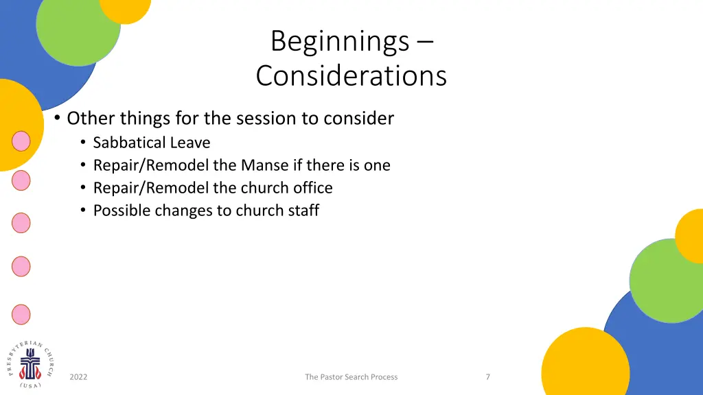 beginnings considerations