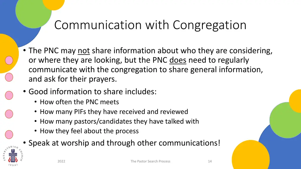 communication with congregation