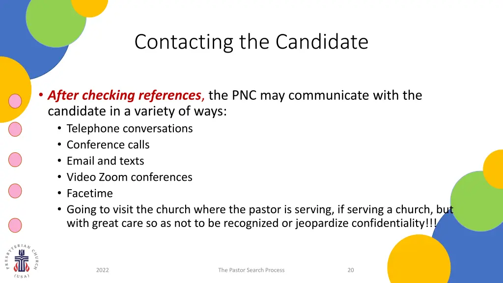 contacting the candidate 2
