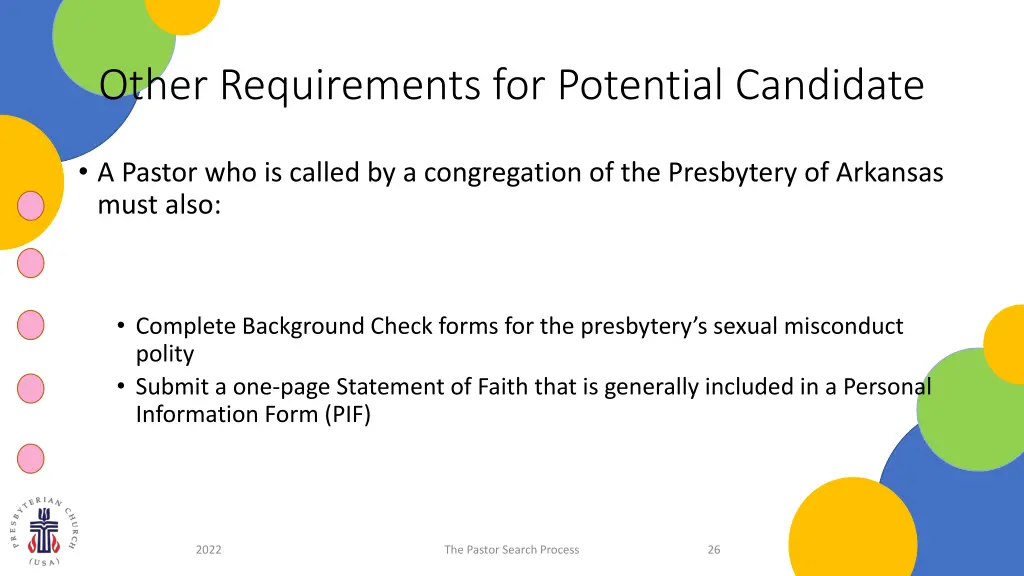 other requirements for potential candidate