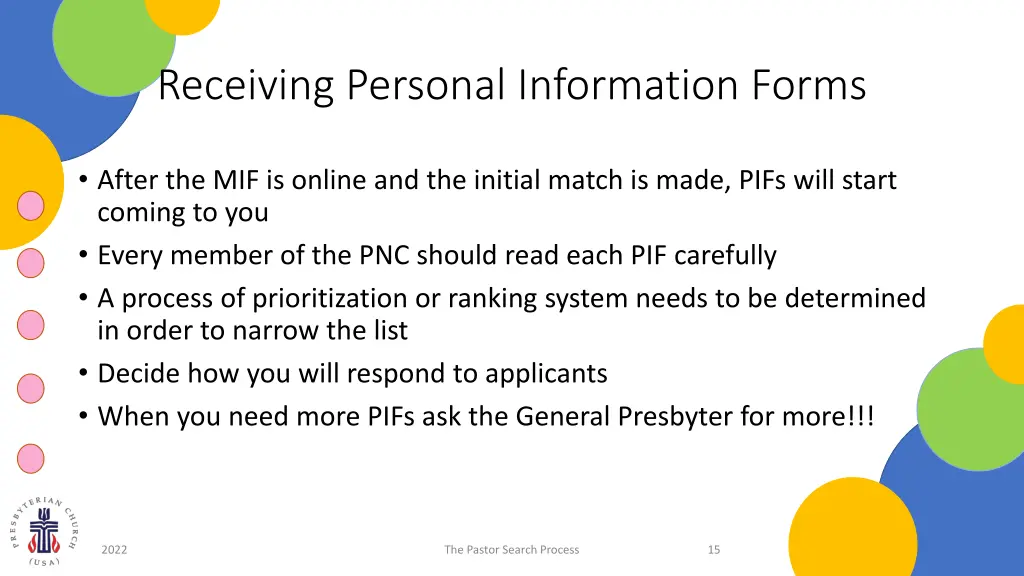 receiving personal information forms