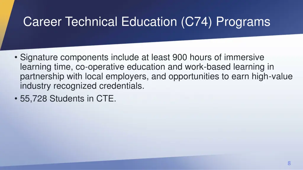 career technical education c74 programs